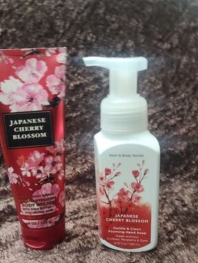 Bath & Body Works Set. Japanese Cherry Blossom Foaming Hand Soap and Body Cream